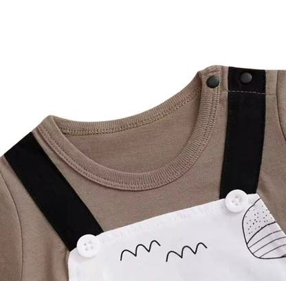 The Jaime - Newborn Baby Boy Brown Whale Print Cotton Romper Short Sleeve Summer Outfit