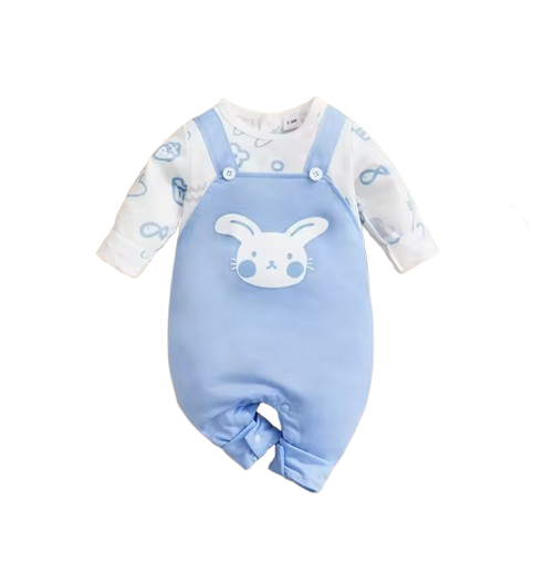 The Tommy - Newborn Baby Bunny Print Romper Long Sleeve Autumn Outfit Soft Cotton