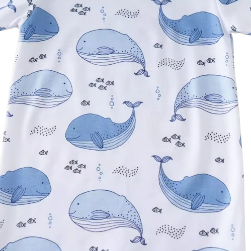 The Lionel - Newborn Baby Boy Whale Print Romper Short Sleeve Bodysuit Summer Outfit
