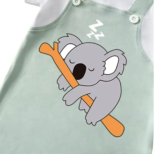 The Aries - Newborn Baby Green Koala Print Romper Short Sleeve Summer Outfit