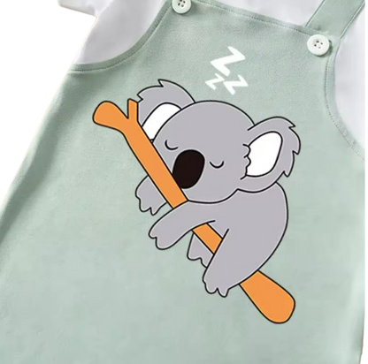 The Aries - Newborn Baby Green Koala Print Romper Short Sleeve Summer Outfit