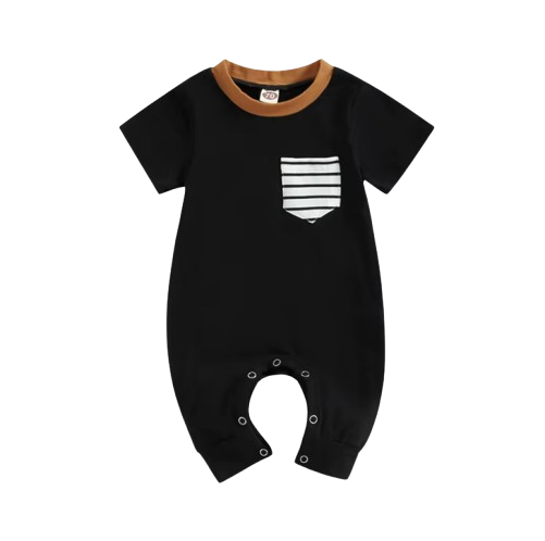 The Layne - Newborn Baby Boy Contrast Stripe Romper Short Sleeve Summer Outfit