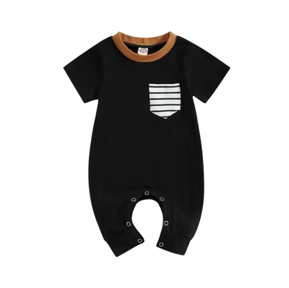 The Layne - Newborn Baby Boy Contrast Stripe Romper Short Sleeve Summer Outfit