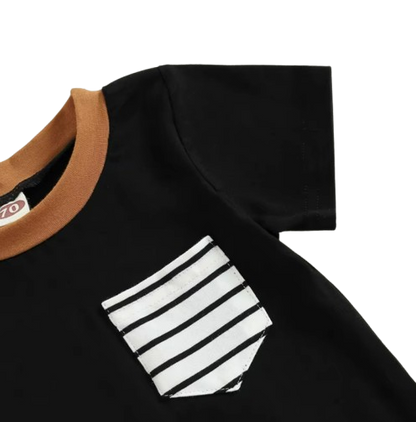 The Layne - Newborn Baby Boy Contrast Stripe Romper Short Sleeve Summer Outfit