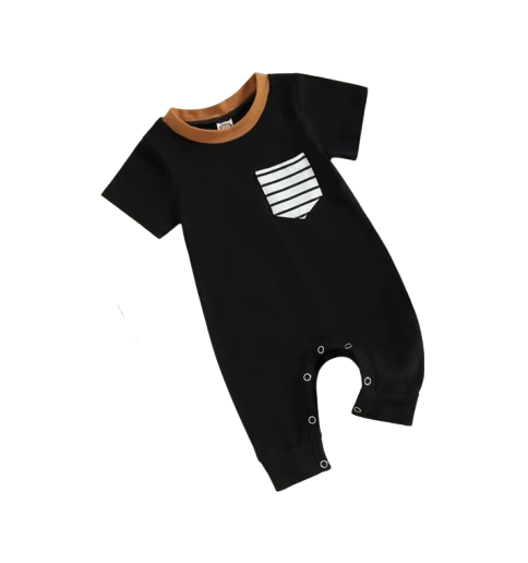 The Layne - Newborn Baby Boy Contrast Stripe Romper Short Sleeve Summer Outfit