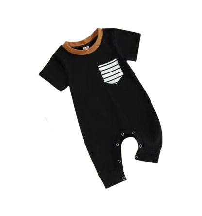 The Layne - Newborn Baby Boy Contrast Stripe Romper Short Sleeve Summer Outfit
