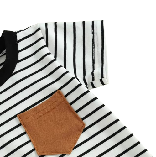 The Layne - Newborn Baby Boy Contrast Stripe Romper Short Sleeve Summer Outfit