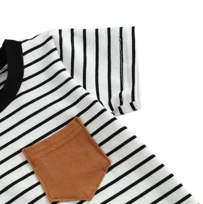 The Layne - Newborn Baby Boy Contrast Stripe Romper Short Sleeve Summer Outfit