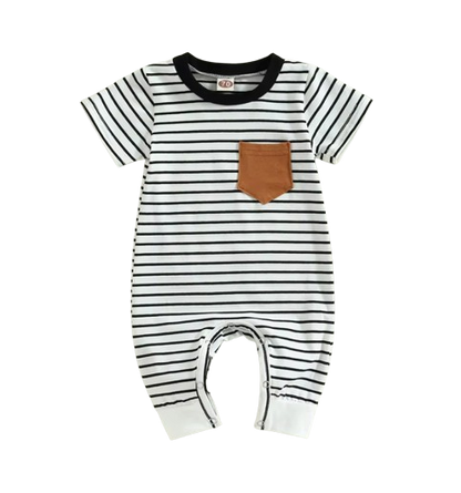 The Layne - Newborn Baby Boy Contrast Stripe Romper Short Sleeve Summer Outfit