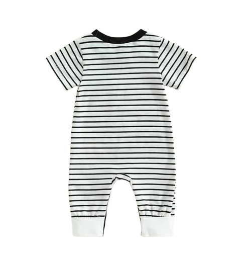 The Layne - Newborn Baby Boy Contrast Stripe Romper Short Sleeve Summer Outfit