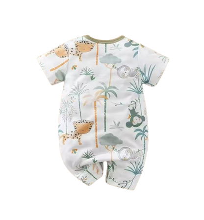 The Mauricio - Newborn Baby Cartoon Animal Print Romper Short Sleeve Summer Outfit