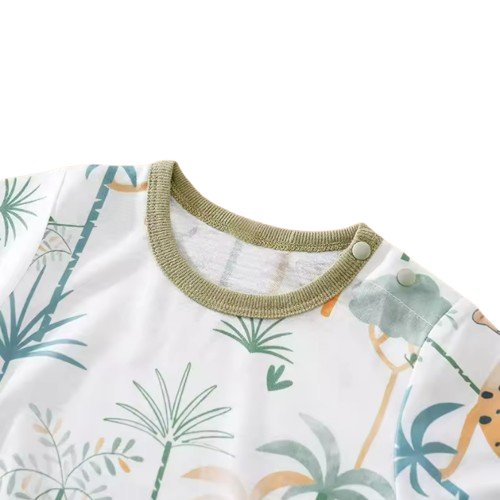 The Mauricio - Newborn Baby Cartoon Animal Print Romper Short Sleeve Summer Outfit