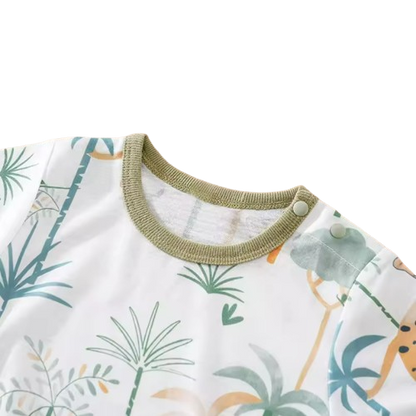 The Mauricio - Newborn Baby Cartoon Animal Print Romper Short Sleeve Summer Outfit