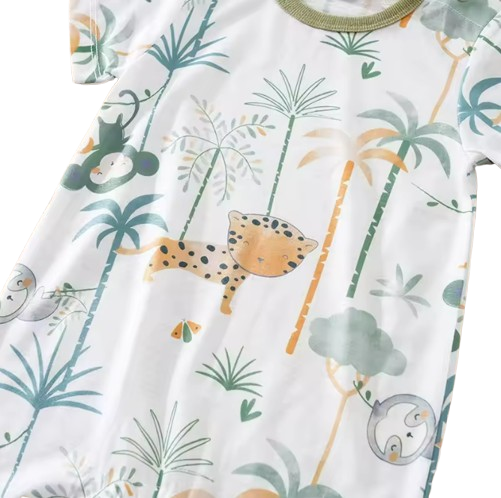 The Mauricio - Newborn Baby Cartoon Animal Print Romper Short Sleeve Summer Outfit