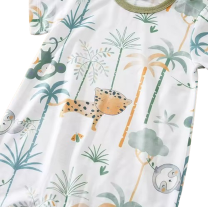 The Mauricio - Newborn Baby Cartoon Animal Print Romper Short Sleeve Summer Outfit