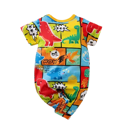The Chaim - Newborn Baby Boy Cartoon Dinosaur Romper Contrast Color Summer Outfit