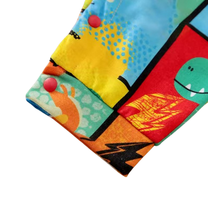 The Chaim - Newborn Baby Boy Cartoon Dinosaur Romper Contrast Color Summer Outfit