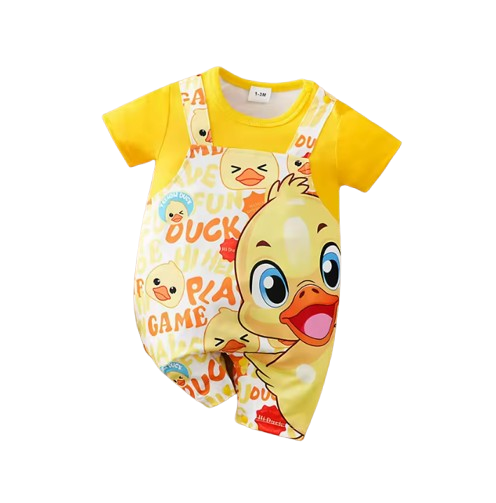 The Major - Newborn Baby Duck Print Romper Yellow Short Sleeve Summer Outfit