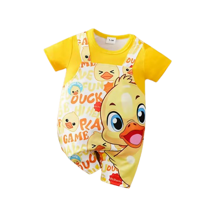The Major - Newborn Baby Duck Print Romper Yellow Short Sleeve Summer Outfit