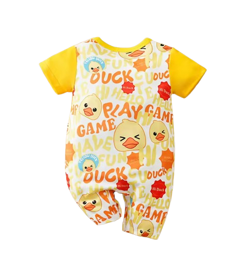 The Major - Newborn Baby Duck Print Romper Yellow Short Sleeve Summer Outfit