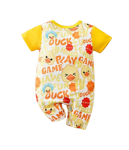 The Major - Newborn Baby Duck Print Romper Yellow Short Sleeve Summer Outfit