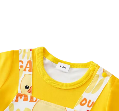 The Major - Newborn Baby Duck Print Romper Yellow Short Sleeve Summer Outfit