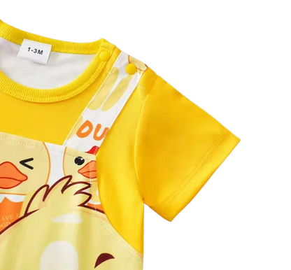 The Major - Newborn Baby Duck Print Romper Yellow Short Sleeve Summer Outfit