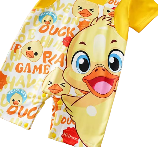 The Major - Newborn Baby Duck Print Romper Yellow Short Sleeve Summer Outfit