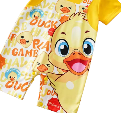 The Major - Newborn Baby Duck Print Romper Yellow Short Sleeve Summer Outfit