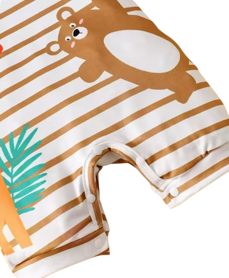 The Wylder - Newborn Baby Boy Animal Print Striped Romper Hat Set Summer