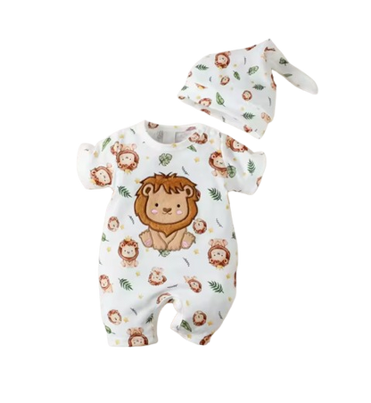 The Wilson - Newborn Baby Boy Lion Print Hoodie Shorts Hat Set Casual Outfit 3PCS