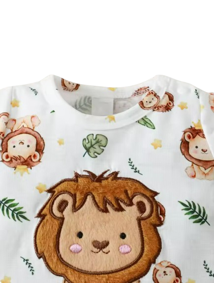 The Wilson - Newborn Baby Boy Lion Print Hoodie Shorts Hat Set Casual Outfit 3PCS