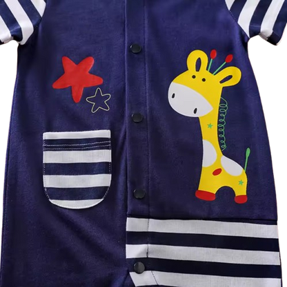 The Vincenzo - Newborn Baby Giraffe Print Cotton Romper Short Sleeve Summer Outfit
