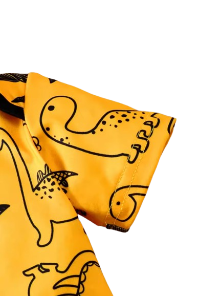 The Houston - Baby Boy 3PCS Dinosaur Print Shirt Pants & Hat Summer Yellow Outfit