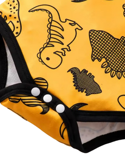 The Houston - Baby Boy 3PCS Dinosaur Print Shirt Pants & Hat Summer Yellow Outfit