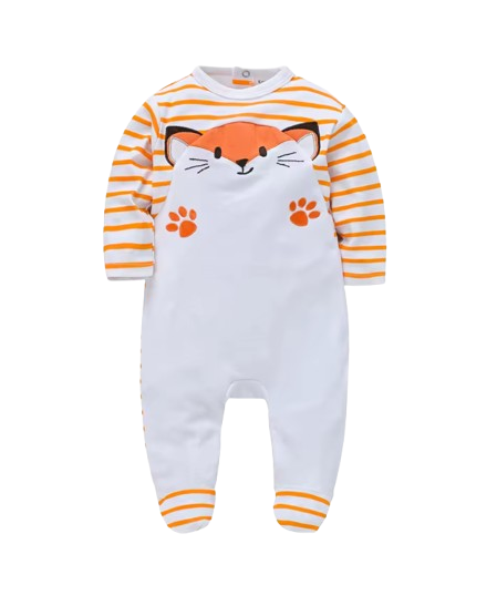 The Madden - Baby Boy Fox Print 100% Cotton Long Sleeve Romper Summer Outfit