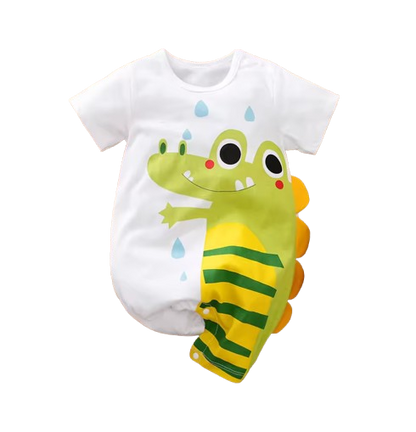 The Zaid - Newborn Baby Crocodile Print Cotton Romper Short Sleeve Summer Outfit