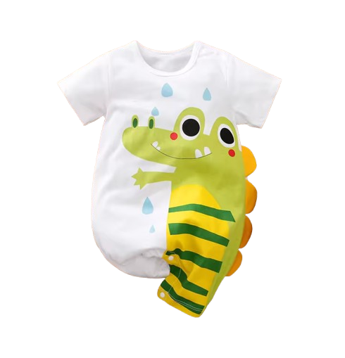 The Zaid - Newborn Baby Crocodile Print Cotton Romper Short Sleeve Summer Outfit