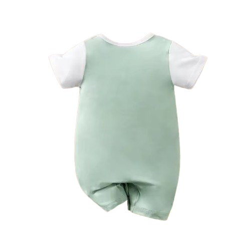 The Gerardo - Newborn Baby Panda Bamboo Print Fake Suspender Romper Summer Outfit