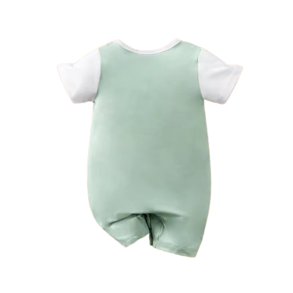 The Gerardo - Newborn Baby Panda Bamboo Print Fake Suspender Romper Summer Outfit
