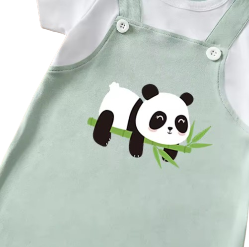 The Gerardo - Newborn Baby Panda Bamboo Print Fake Suspender Romper Summer Outfit