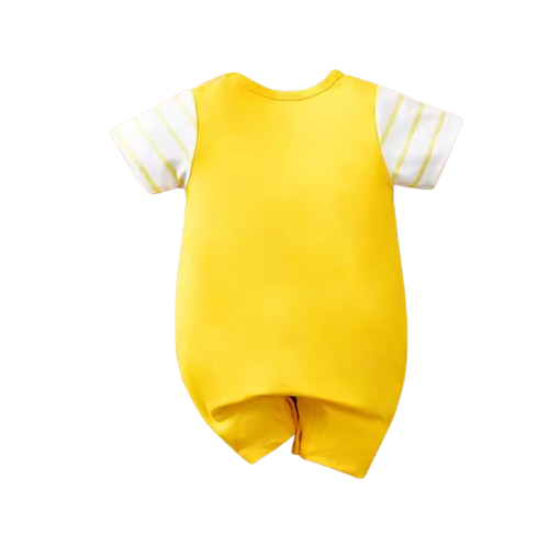 The Salem - Newborn Baby Bee Print Fake Two Piece Romper Short Sleeve Summer Outfit