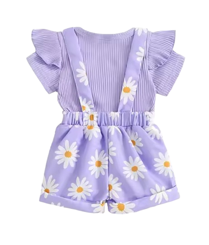 The Keira - Baby Girl 2PCS Floral Romper & Suspender Shorts Summer Outfit Set