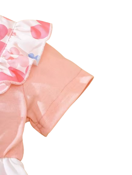 The Selene - Baby Girl 2PCS Bear Floral Romper & Headband Spring Summer Outfit