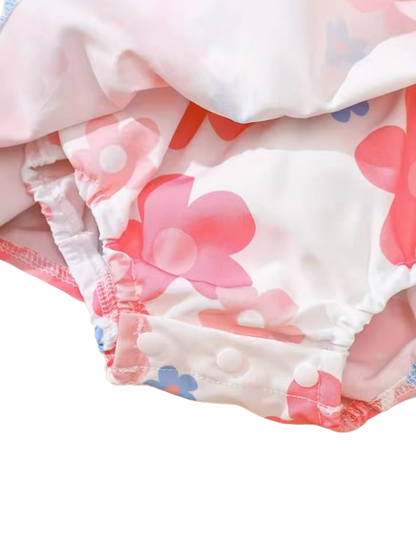 The Selene - Baby Girl 2PCS Bear Floral Romper & Headband Spring Summer Outfit