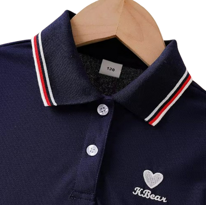 The Sariyah - Girls Polo Dress Short Sleeve Navy Blue A-Line School Uniform Summer Dress