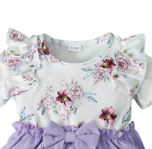 The Maliyah - Baby Girl 2PCS Floral Ruffle Dress & Headband Summer Party Outfit