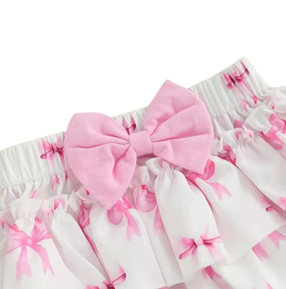 The Lexi - Baby Girl 3PCS Bow Embroidered Romper Shorts & Headband Summer Outfit