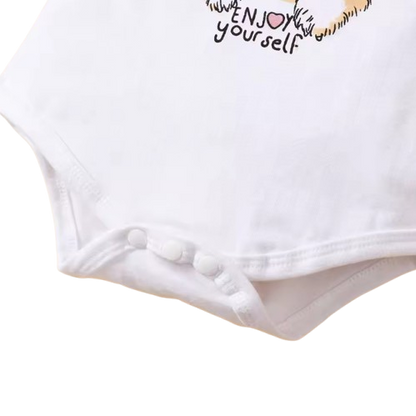 The Rivka - Baby Girl 3PCS Kitten Bodysuit Shorts & Headband Summer Outfit Set