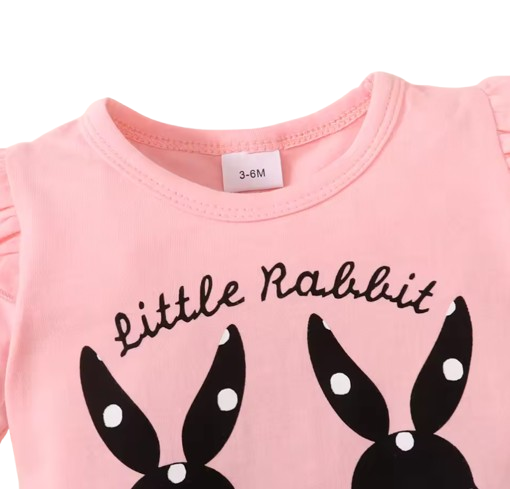The Azariah - Baby Girl 3PCS Rabbit T-Shirt Polka Dot Shorts & Headband Outfit